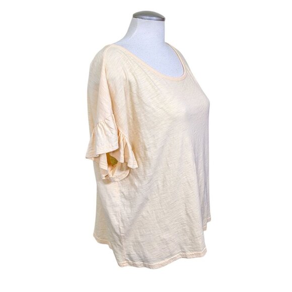 Jane Delancey Womens Top Size XL Peach Pastel Orange Ruffle Short Sleeve Cotton - Picture 2 of 8